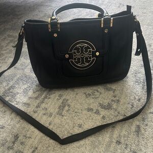 Black Handbag with Gold Accents